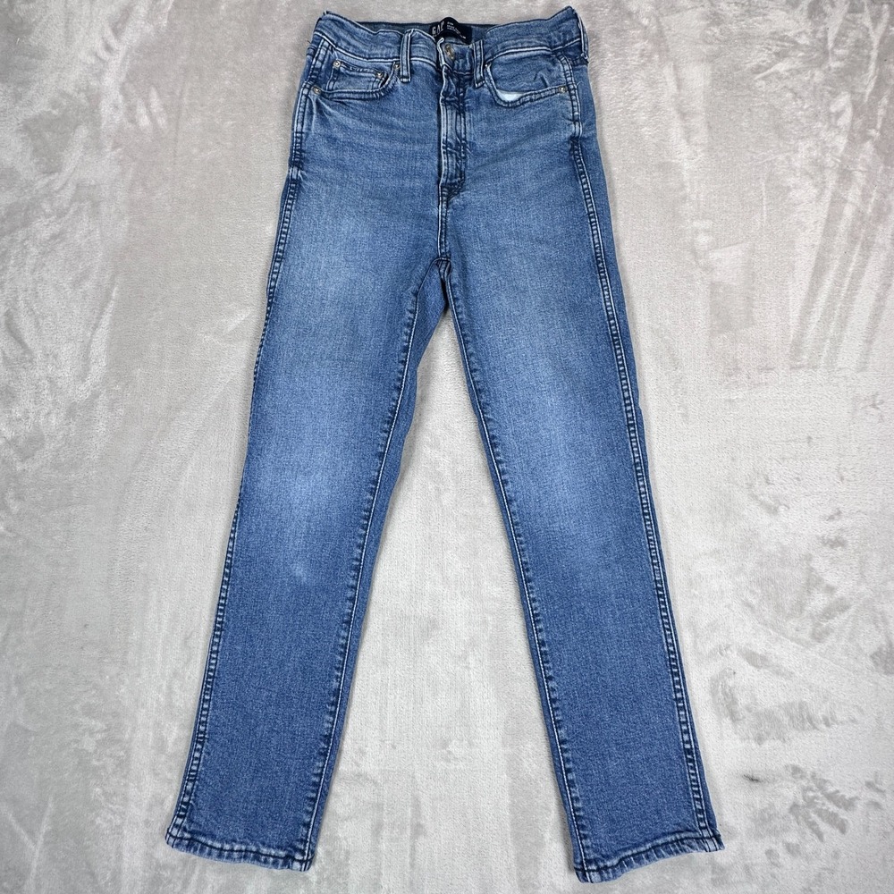 Gap Straight Jeans Womens Size 2/26 Blue Denim Cotton Stretch Vintage Slim Pants